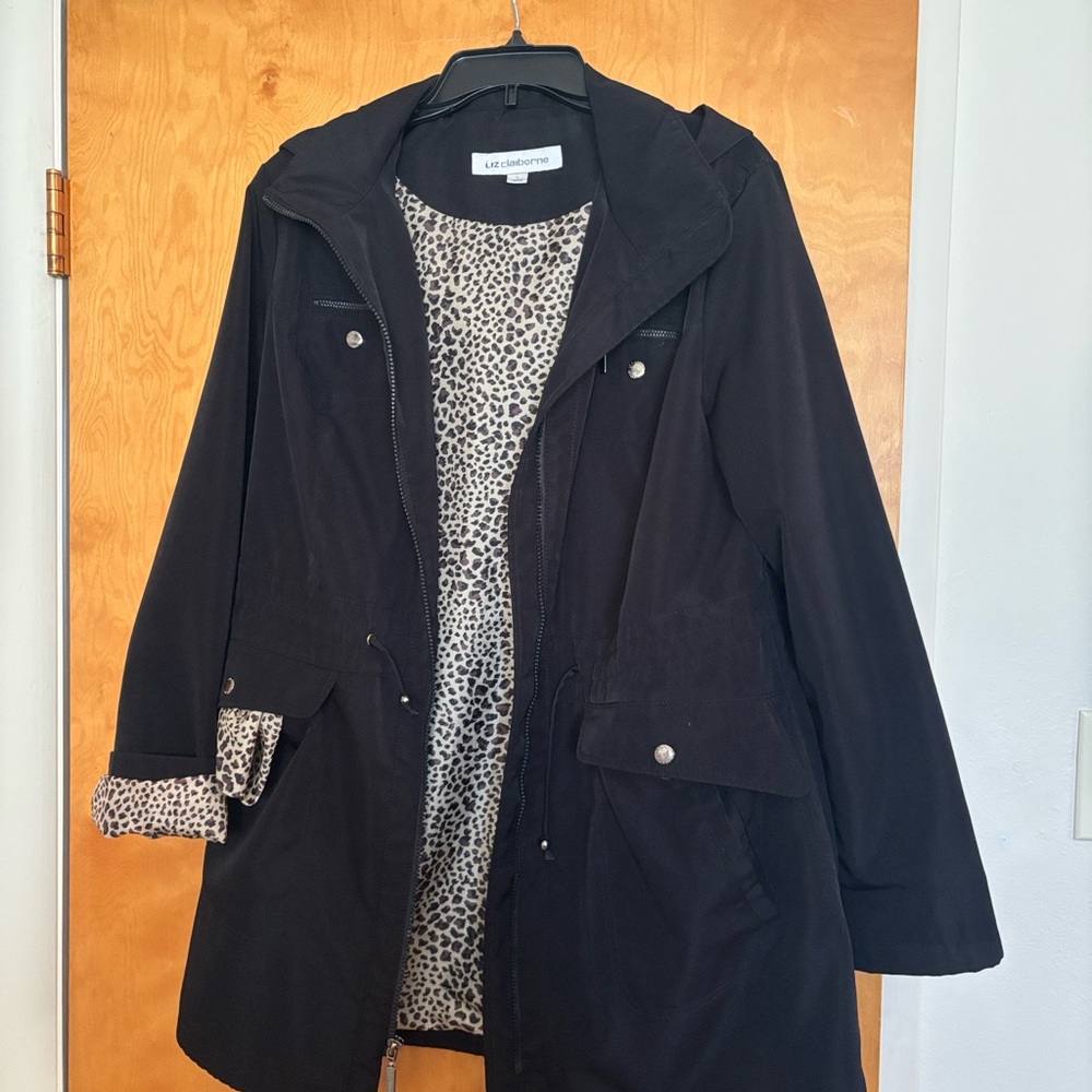 Liz Claiborne Black Jacket with Leopard Accents
